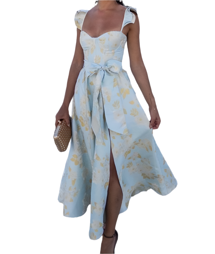 Victoria - Robe avec des bretelles à volants et une fente