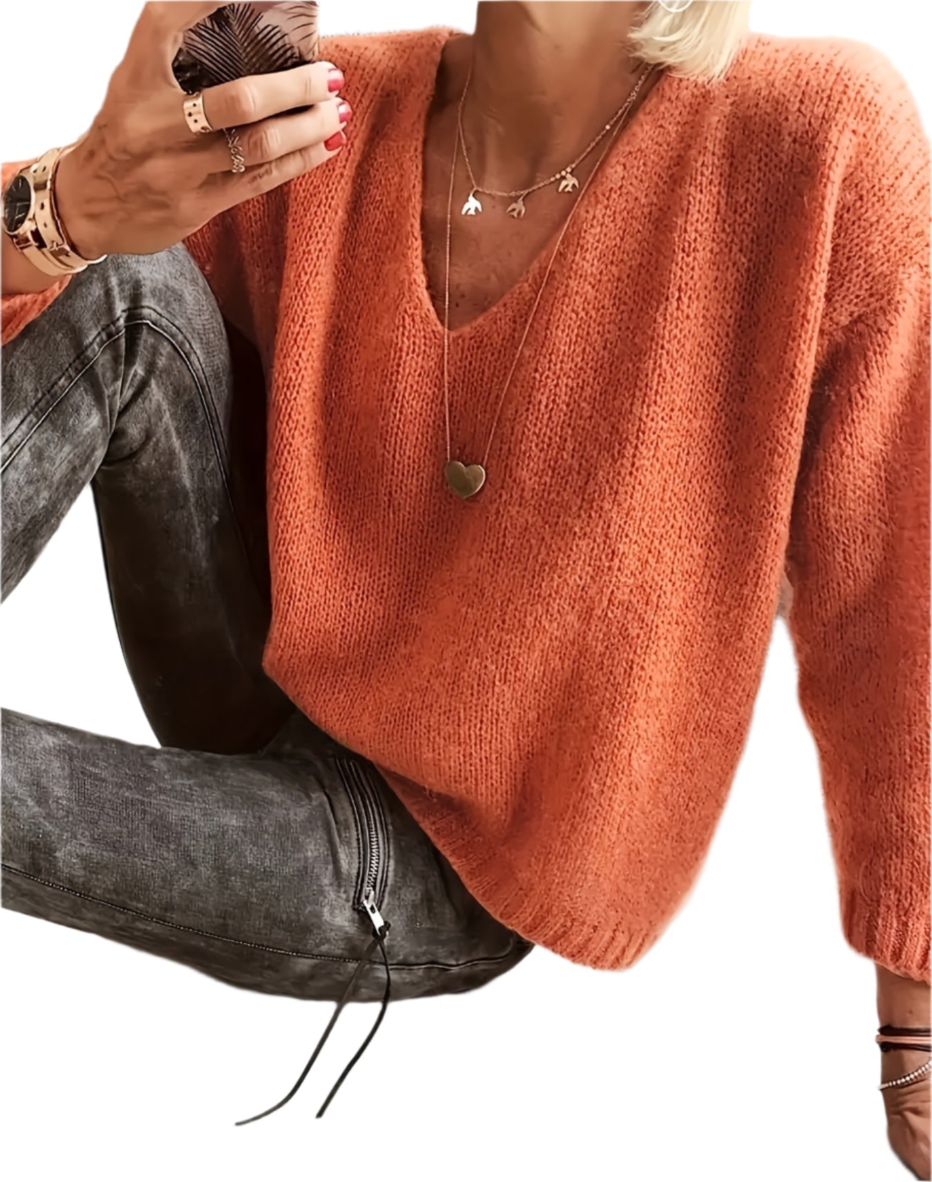 Lorie - Pull à col V intelligent pour la vie quotidienne