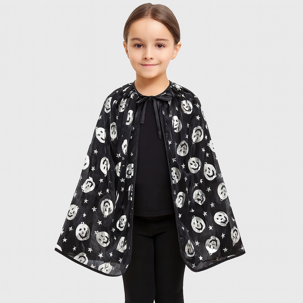 Noctira | Cape à capuche vintage Halloween avec motif en toile d'araignée et chauve-souris