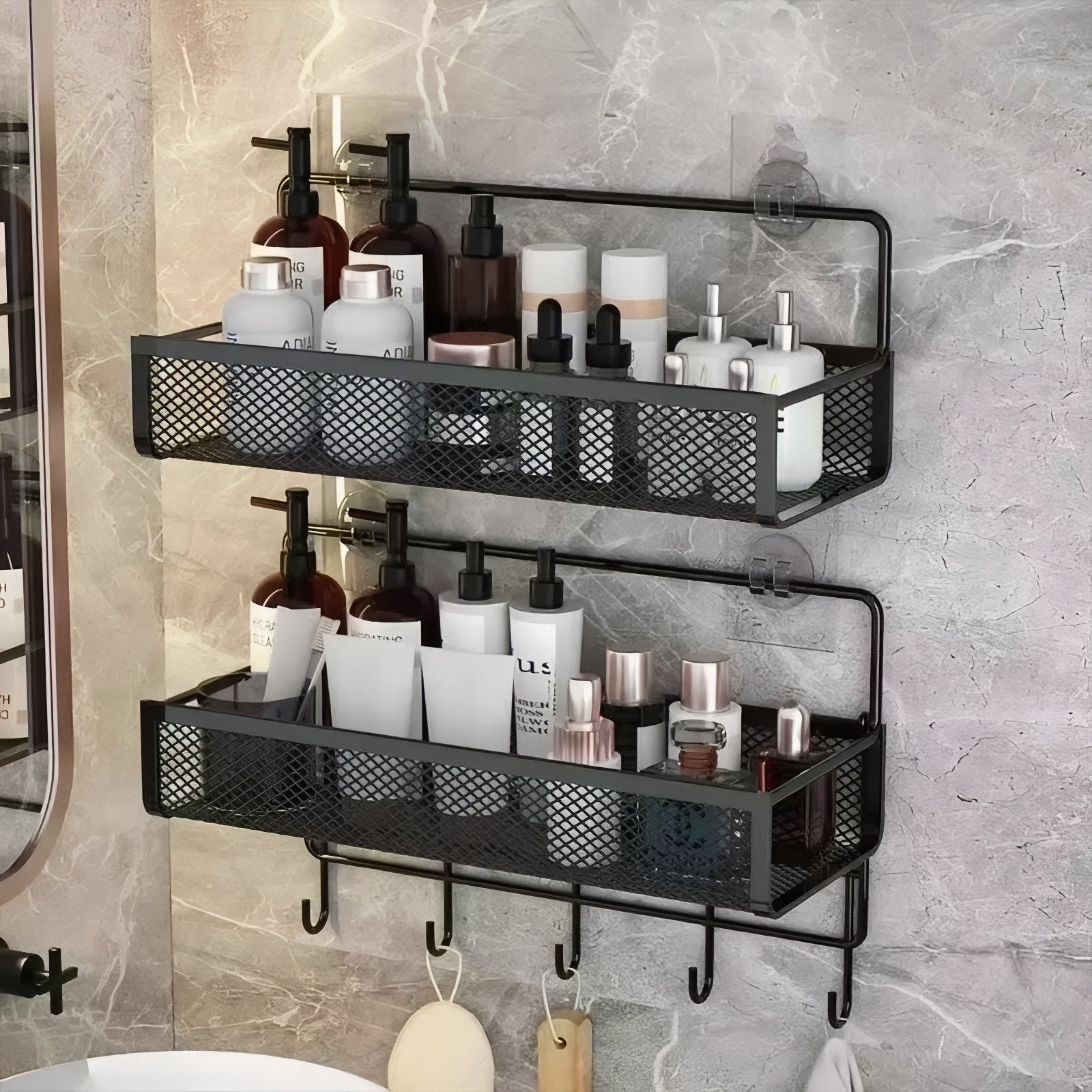 NeatSpace - Étagère murale avec crochets pour salle de bain et cuisine