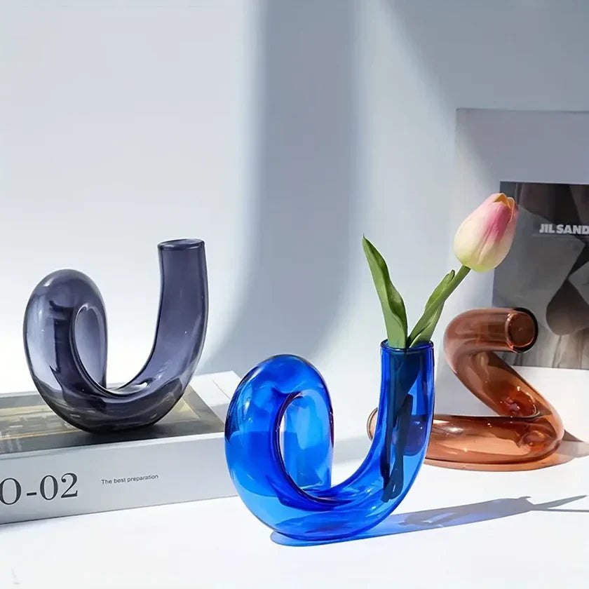Vase en Verre Vintage avec Design sur Pied BloomGlass