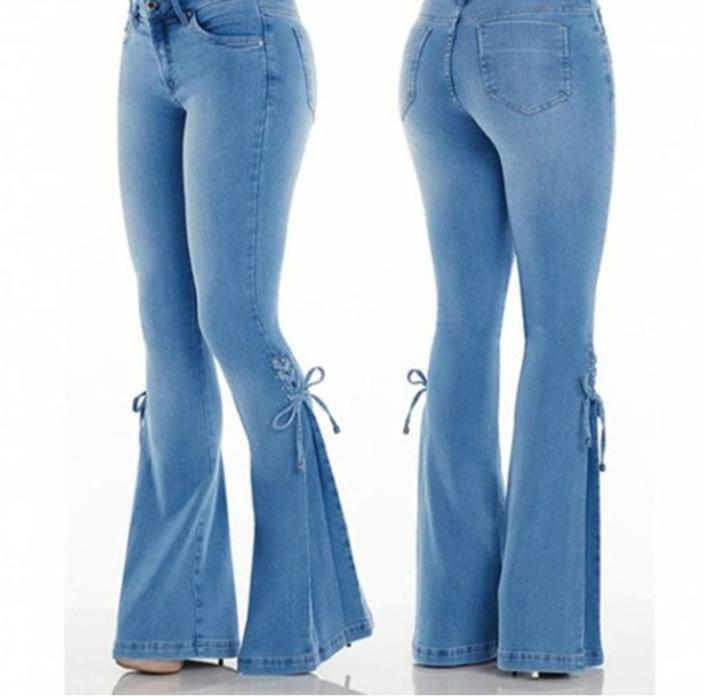 Chic | Jeans larges taille haute à lacets pour femmes