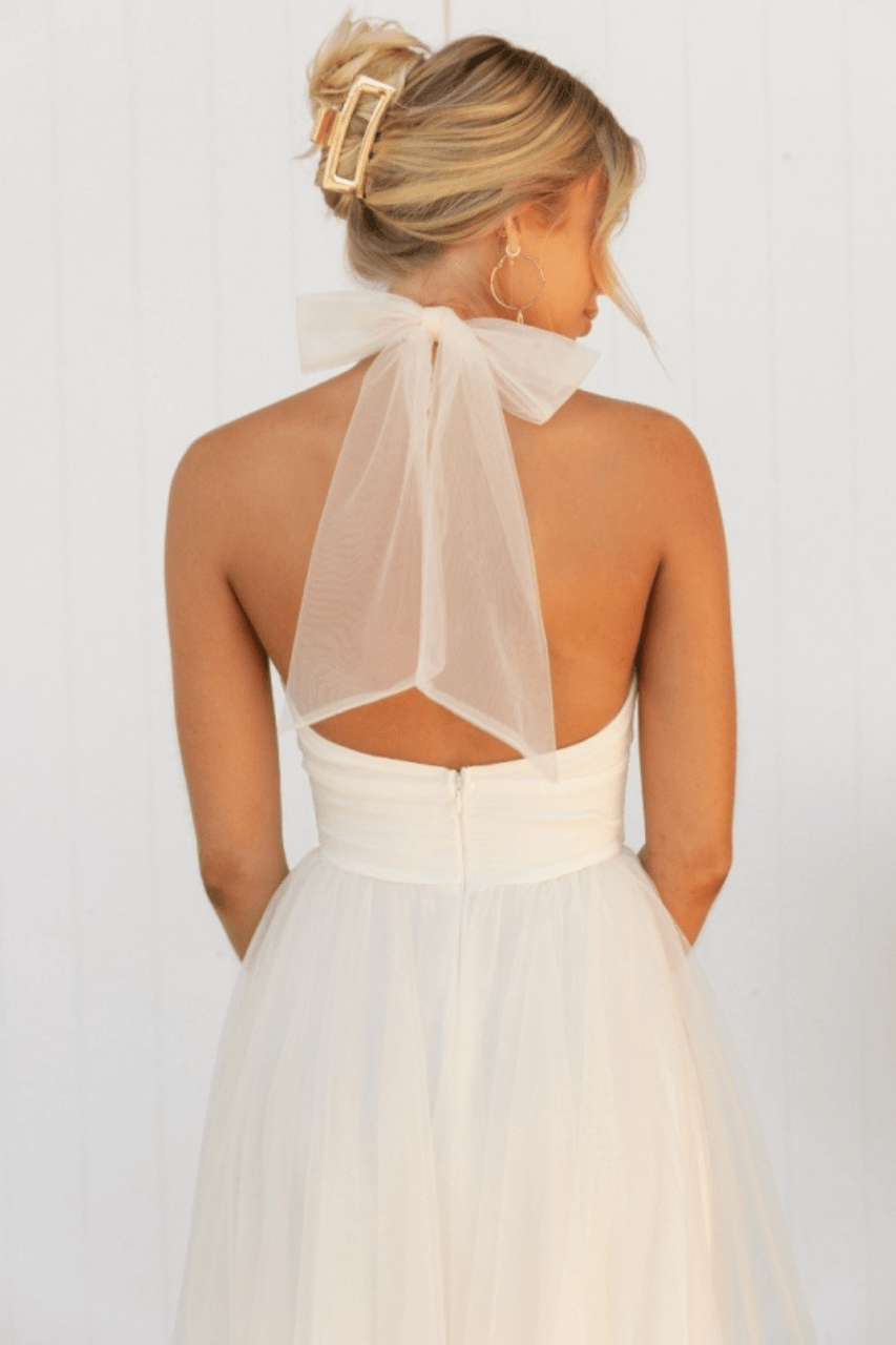 Precella - Élégante robe midi en tulle dos nu