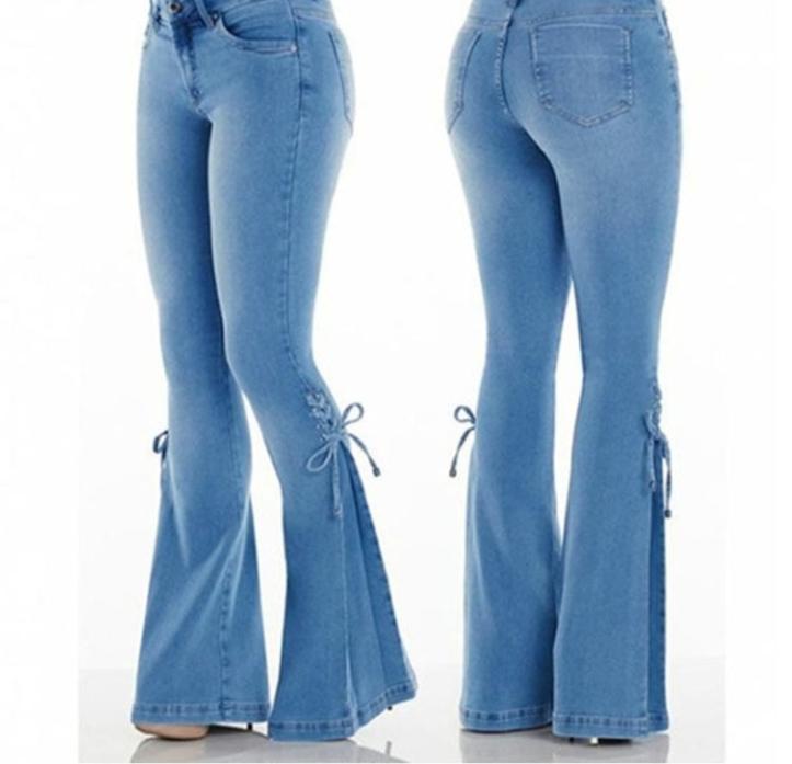 Chic | Jeans larges taille haute à lacets pour femmes