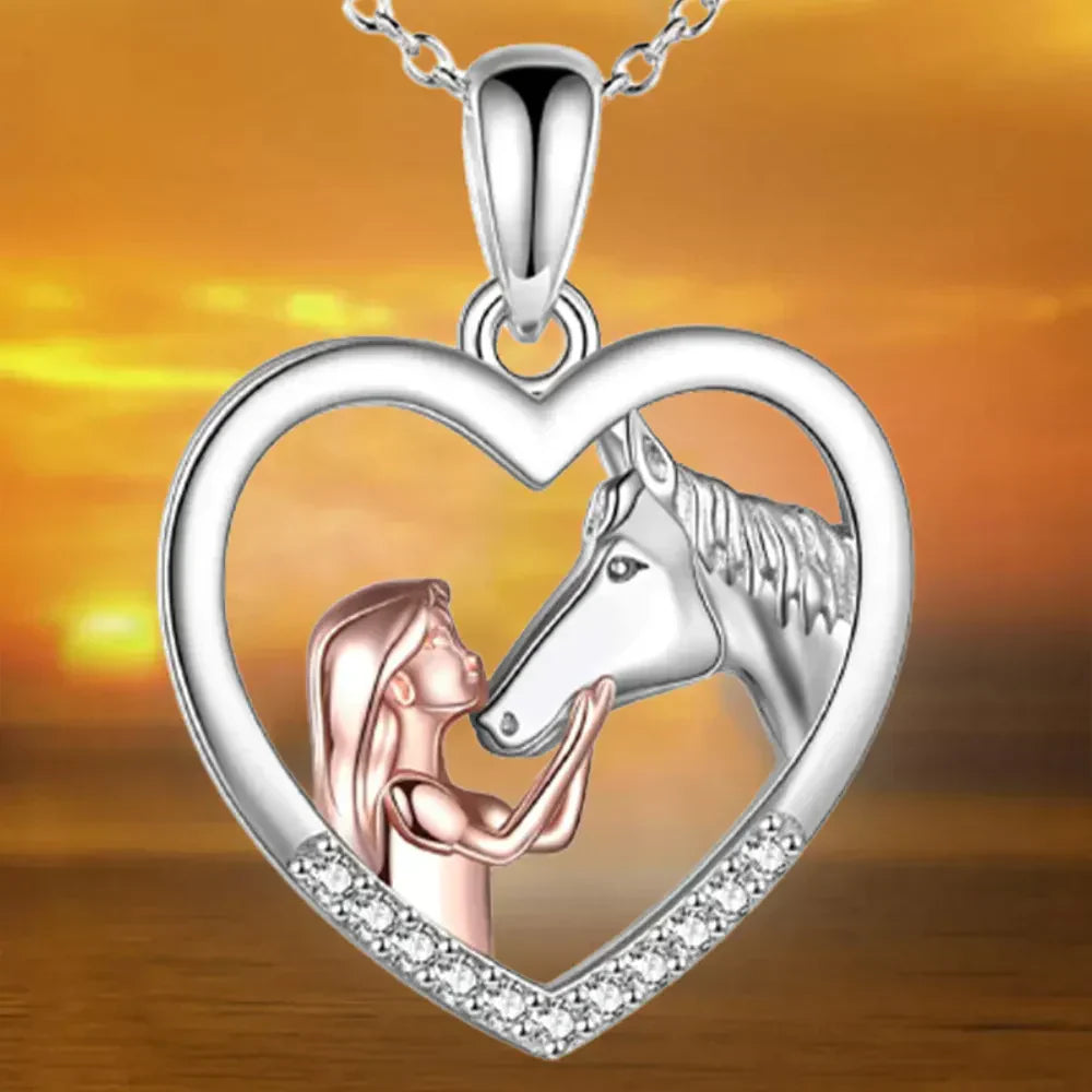 Hestekraft Collier en Cœur – Cadeau Élégant pour Amoureux des Chevaux 1+1 Gratuit