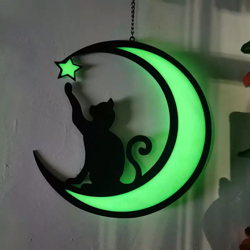 Lampe MysticPaws Chat et Demi-Lune – Lumière Ambiance Magique pour une Décoration Conviviale