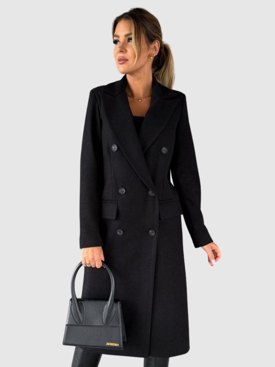 Laila - Manteau double boutonnage en mélange de laine intemporel