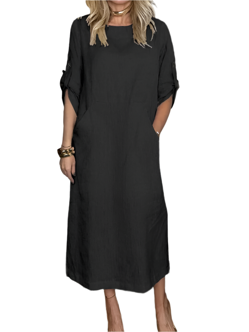 Robe d'été Selina Let pour femmes – Élégante robe unie en coton