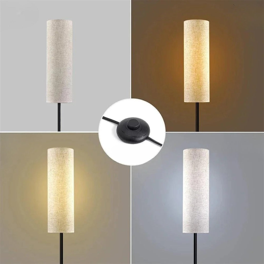 LumiCyl – Lampe de sol moderne avec abat-jour en tissu cylindrique