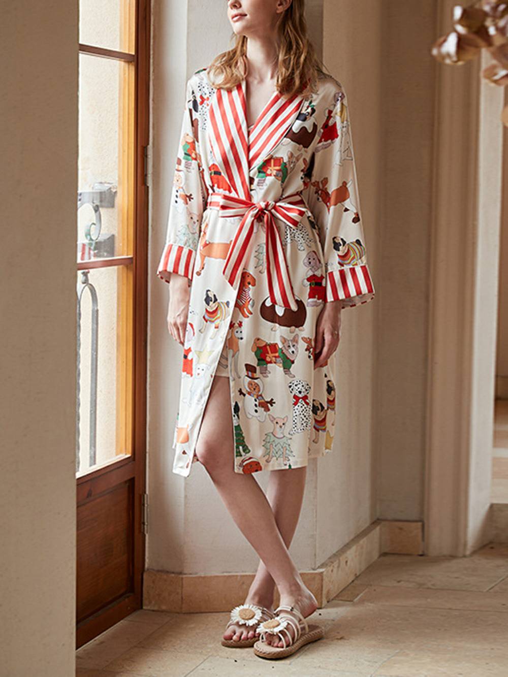 Ensemble de peignoir avec imprimé de chien de Noël Sophie