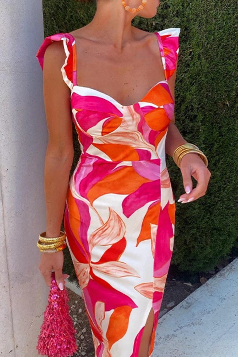 Robe de Soirée Florale Audacieuse – Robe Élégante et Tendance pour les Fêtes