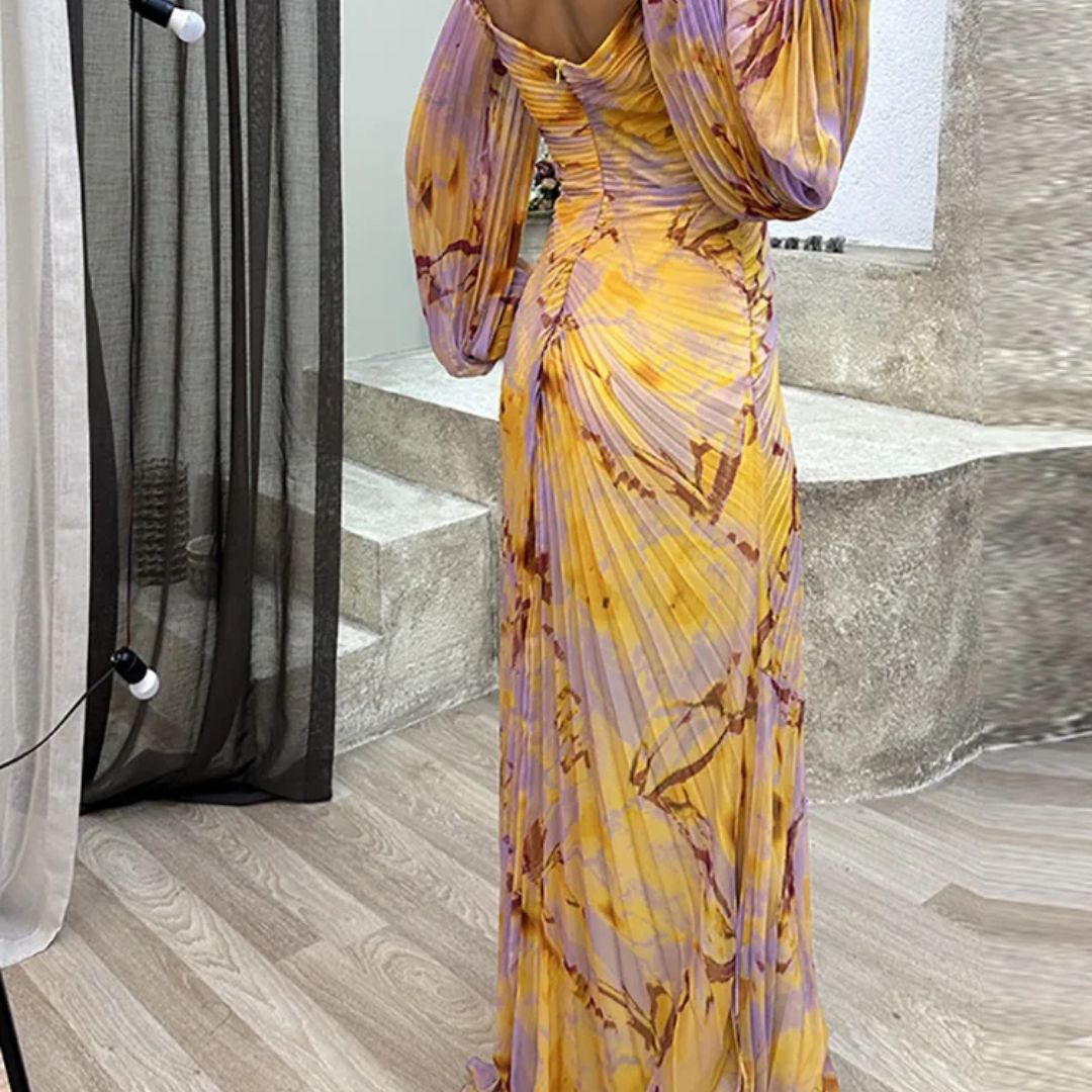 Inna - Robe longue élégante tie-dye à plis fluides