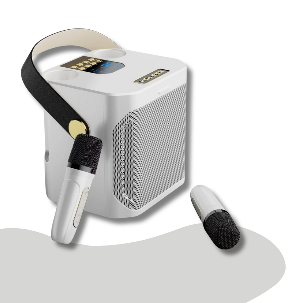 SingGo - Enceinte de karaoké portable avec microphones doubles et support pour téléphone