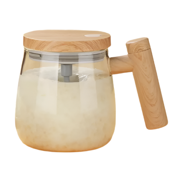 WhirlBrew - Tasse en verre avec poignée en bois