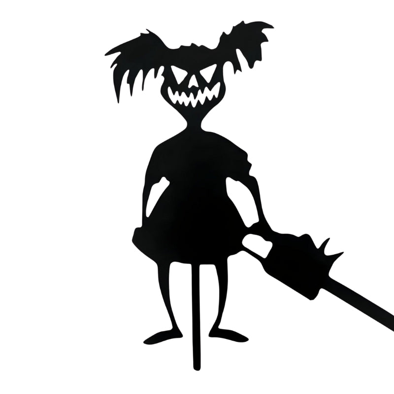 Plaque de jardin Halloween personnalisable avec figurines – Décoration pour espaces extérieurs SpookyCharm