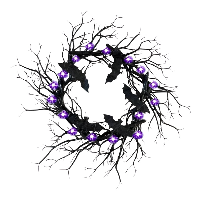 Couronne d'Halloween LED SpiderSpook – Décoration de vampires et d'araignées pour portes et fenêtres