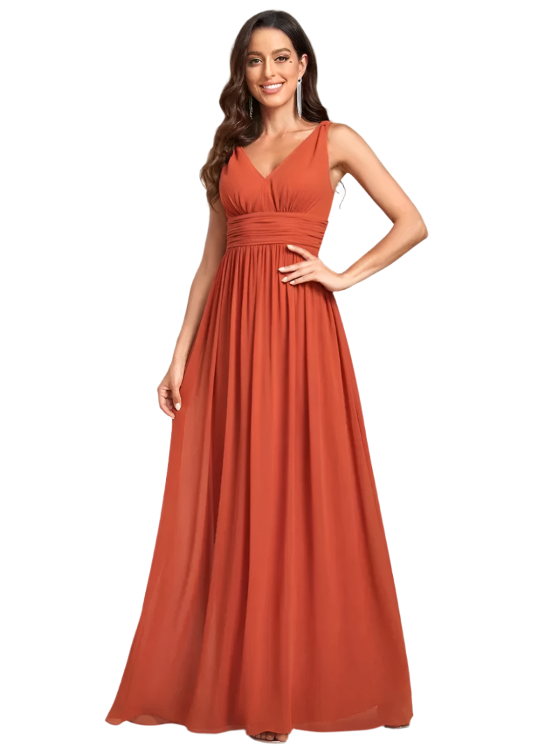 Gisele - Élégante robe maxi longue en A à décolleté en V