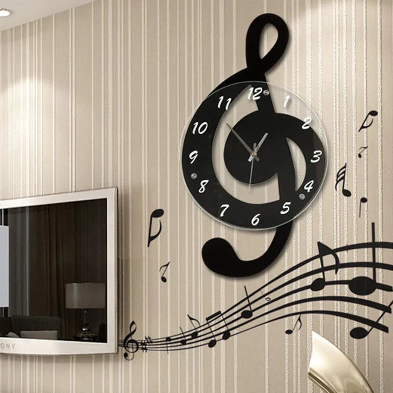Horloge Murale Artistique MelodyTime – Design de clé de sol musical pour un intérieur moderne