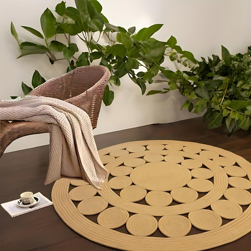 Tapis Rond LunaWeave – Design Élégant et Naturel