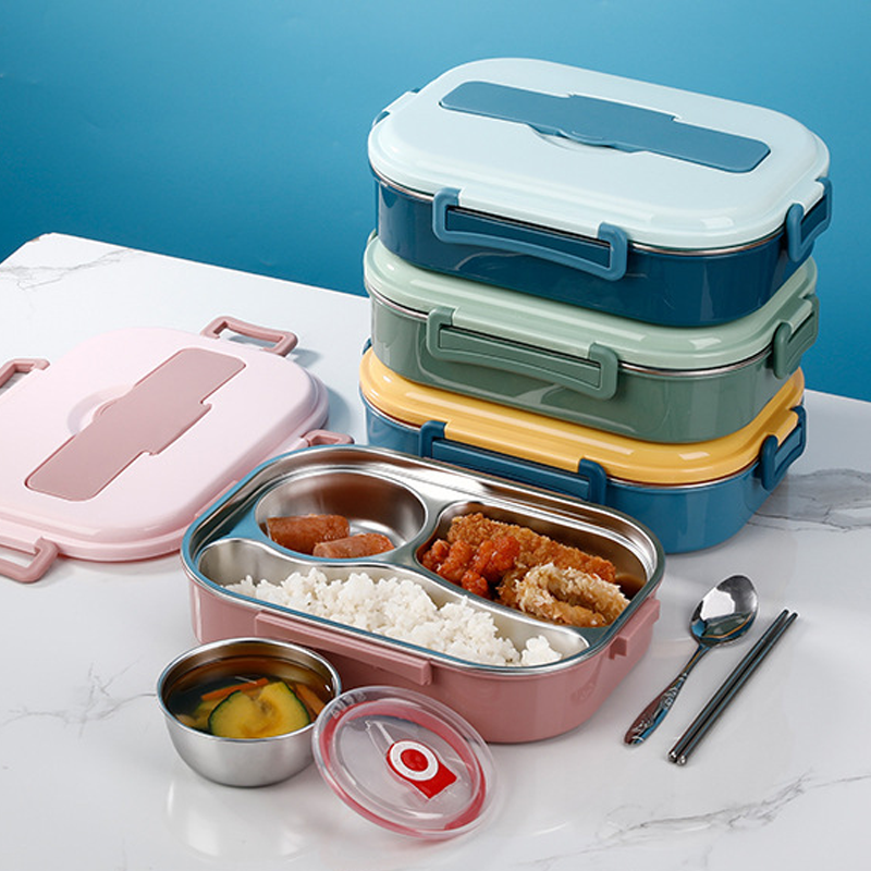 Boîte à lunch avec intérieur en plastique et en acier inoxydable