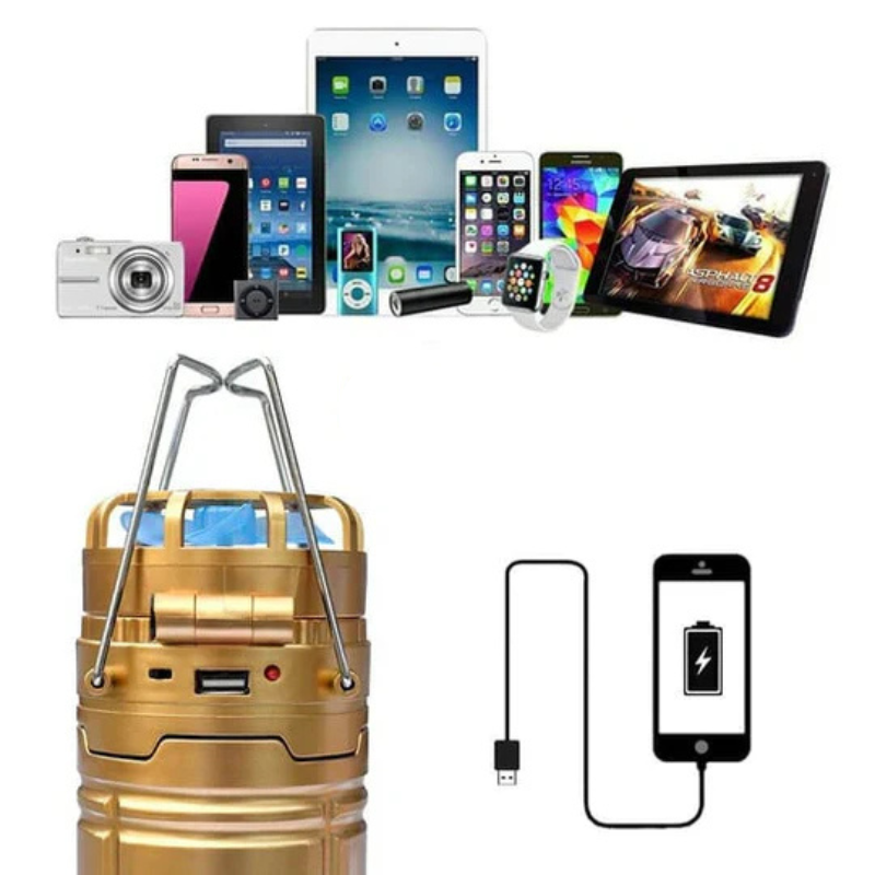 Lanterne de camping LED SolarBreeze – Lumière pliable avec ventilateur intégré et alimentation rechargeable par USB