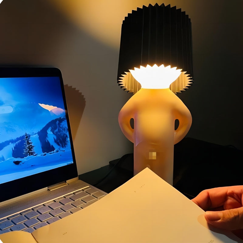 WhimsiGlow - Lampe Figure avec Abat-jour Plissé Personnalité