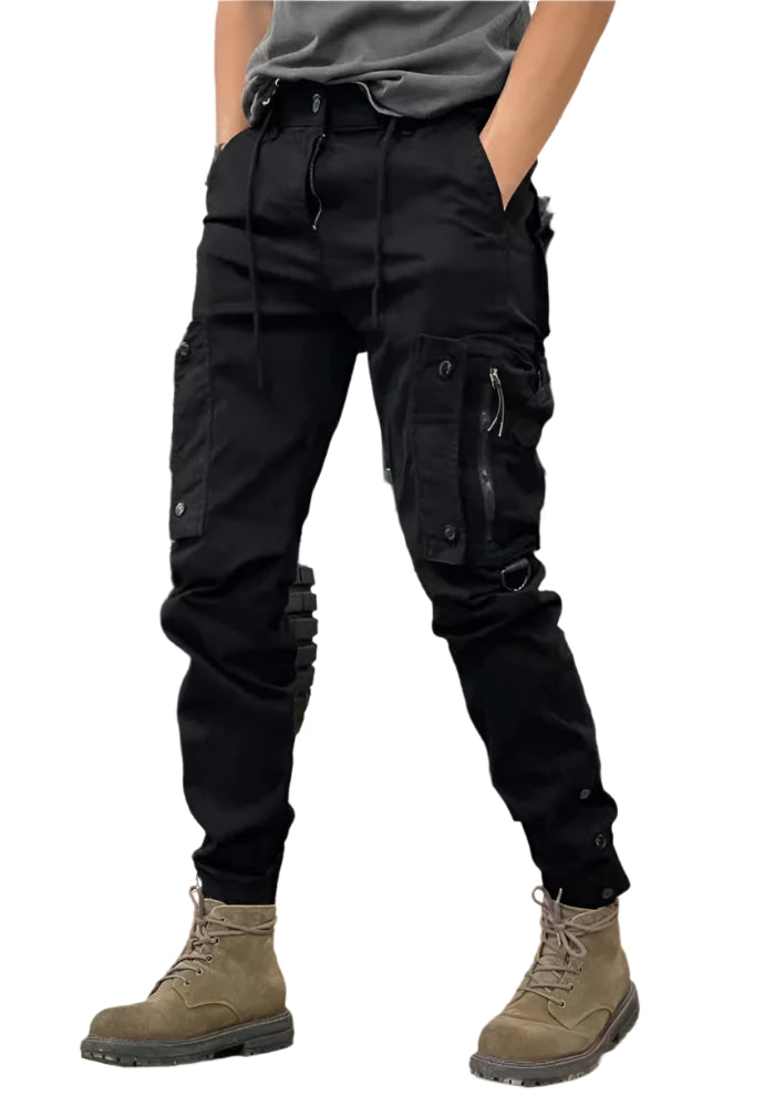 Calvin - Pantalon cargo pour homme avec jambes coniques et design à poches multiples