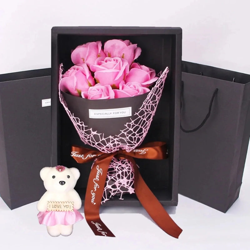 BlossomHug - Bouquet de fleurs avec doudou charmant