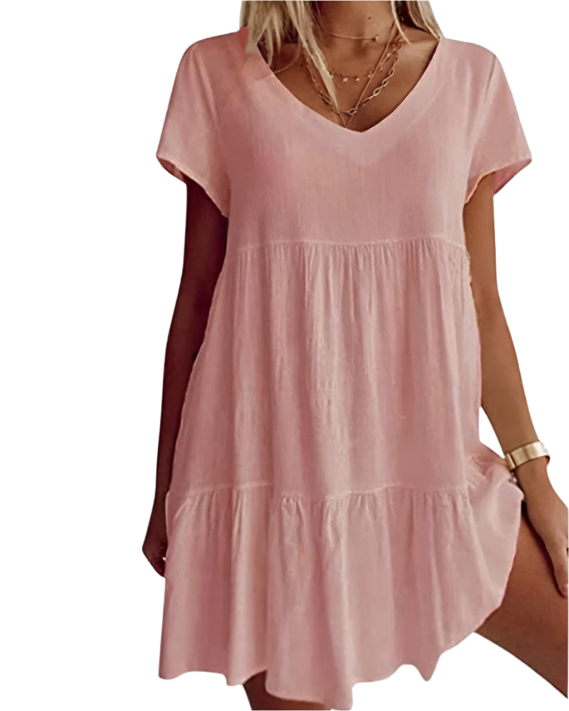 Hanna - Mini-robe à volants et manches courtes