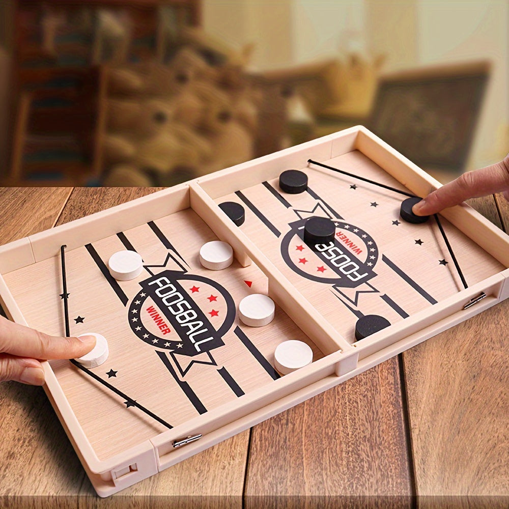 Jeu de table de hockey en bois avec lance-pierres