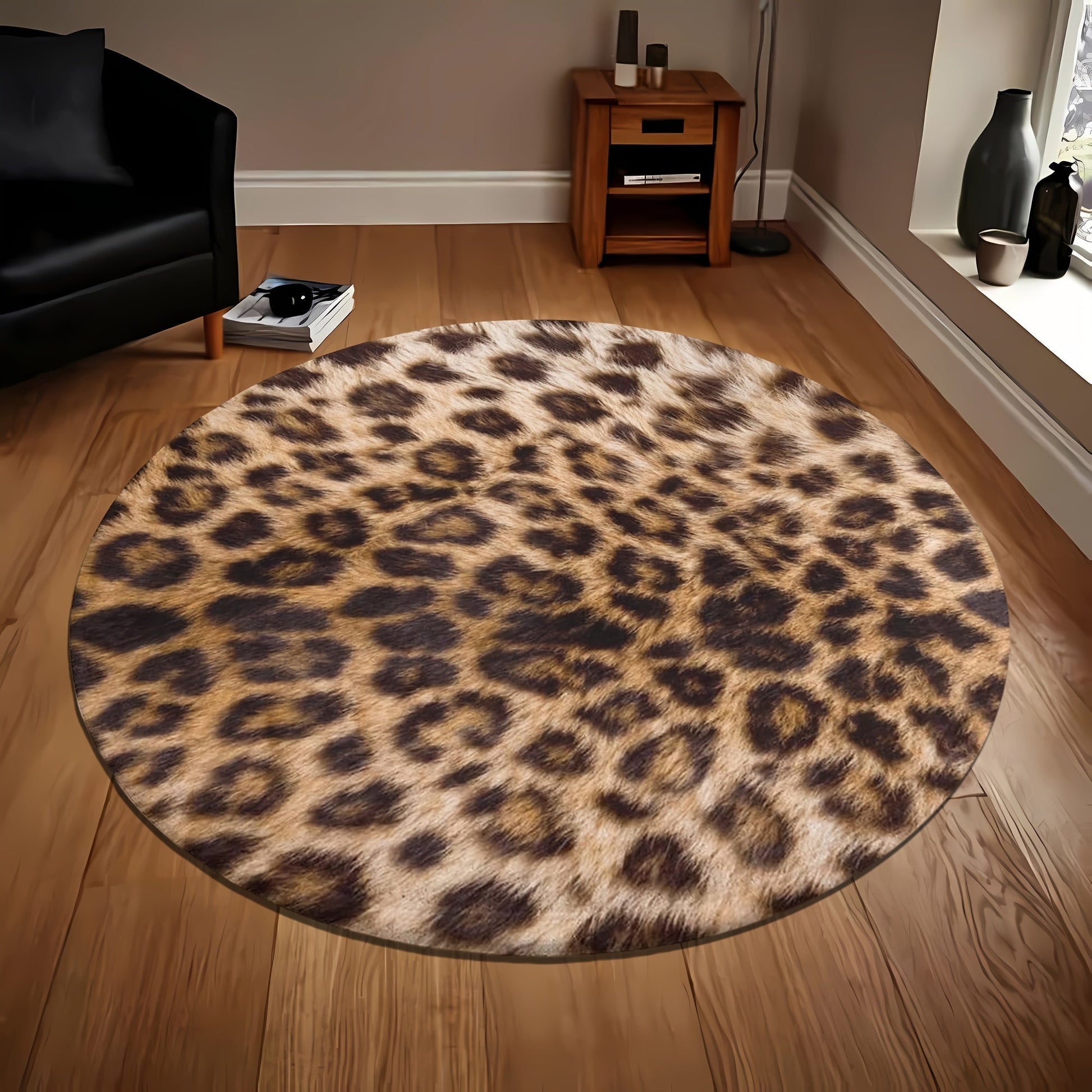 Tapis Rond LeopardLuxe – Élégance Sauvage et Confort Antidérapant
