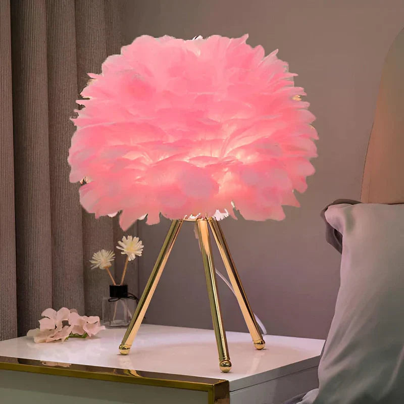 FeatherLuxe - Lampe en Plumes Douce Brillance
