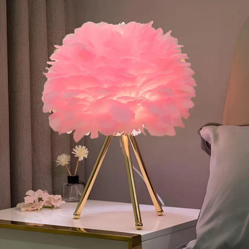 FeatherLuxe - Lampe en plumes douce et lumineuse