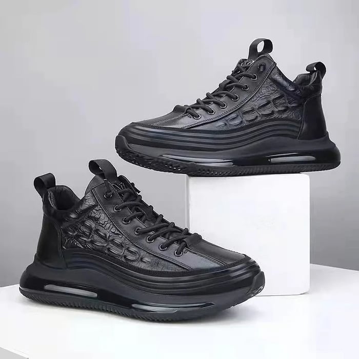 Sneakers en cuir embossé crocodile Frank