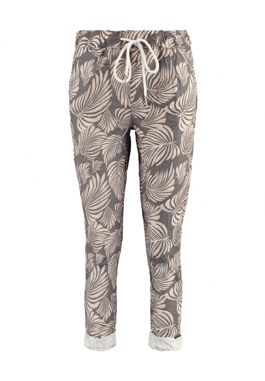 Pantalons à feuilles imprimées en saule