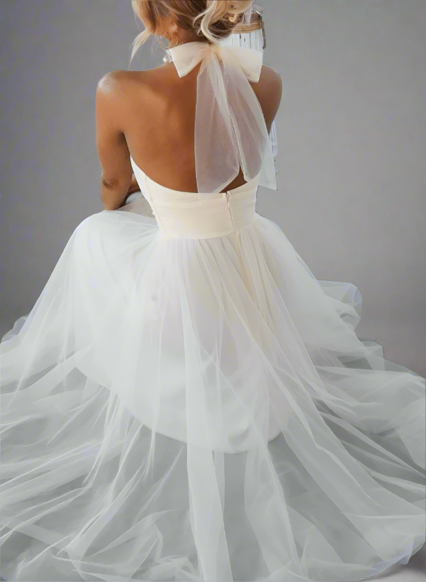 Precella - Élégante robe midi en tulle dos nu