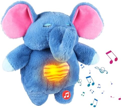 Sovetryg Plys Éléphant – Doudou Apaisant avec Respiration, Lumière et Son