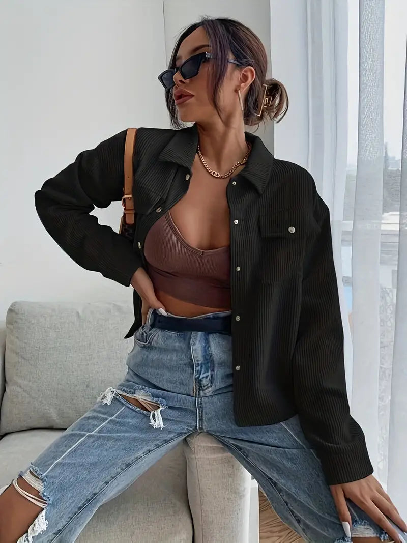 Johanne - Veste en velours avec boutons et poches