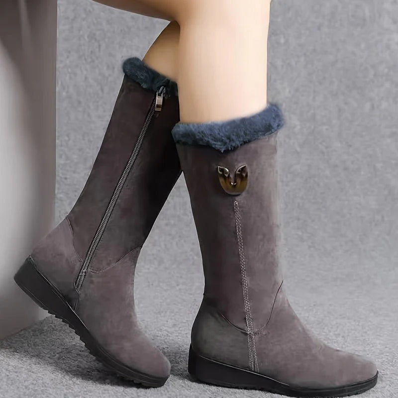 Bottes Kelly à fermeture éclair au milieu du mollet