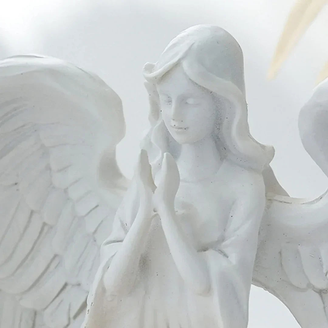 AngelAura Figurine d'Ange Élégante avec Bougeoir - Décoration Ambiance