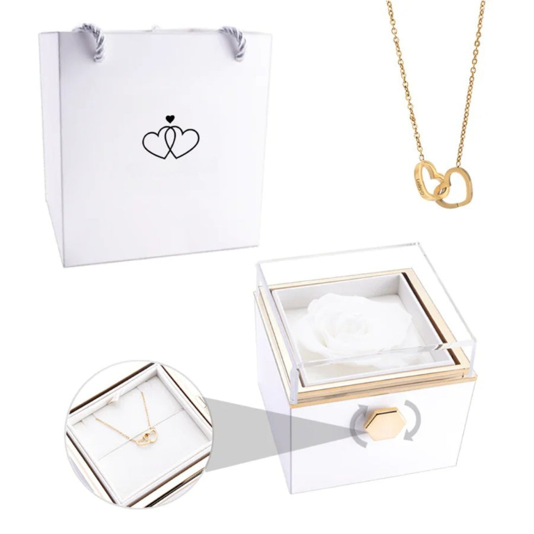 EternaBloom - Coffret Cadeau Collier avec Rose Préservée dans un Coffret Luxe