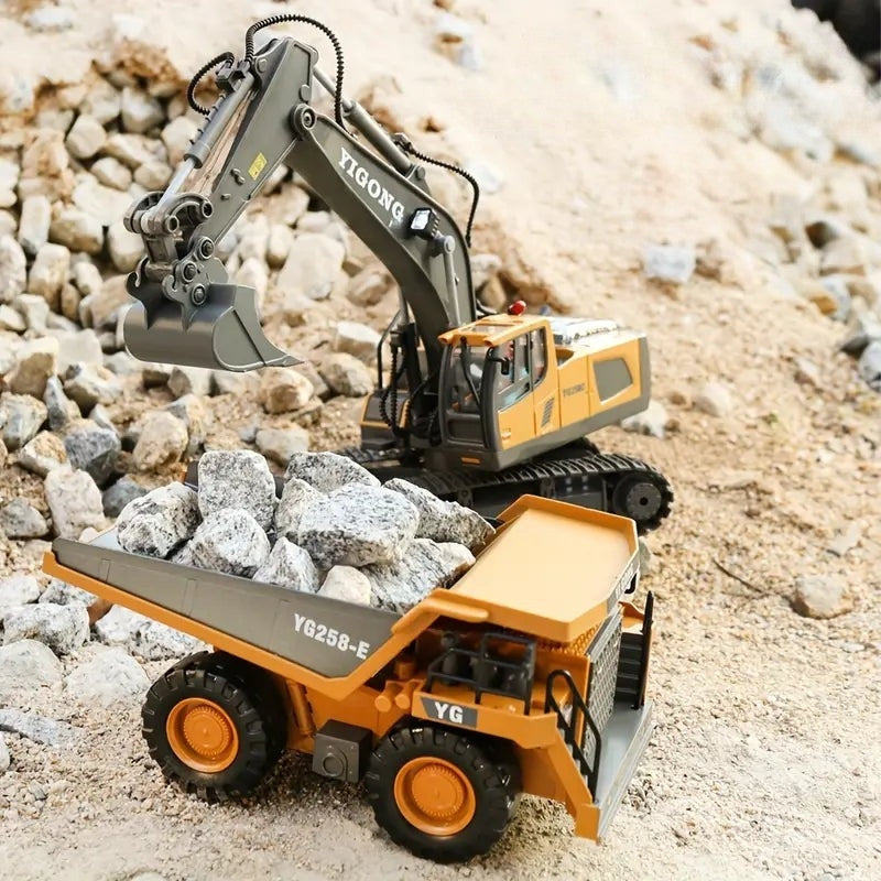 Pelle télécommandée avec cabine rotative et creusement réaliste