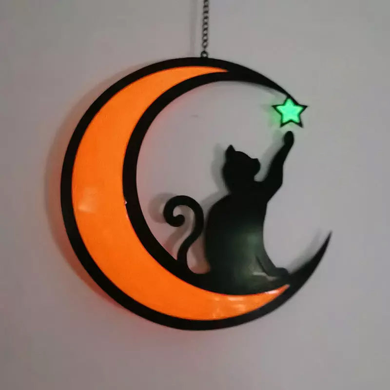 Lampe MysticPaws Chat et Demi-Lune – Lumière Ambiance Magique pour une Décoration Conviviale