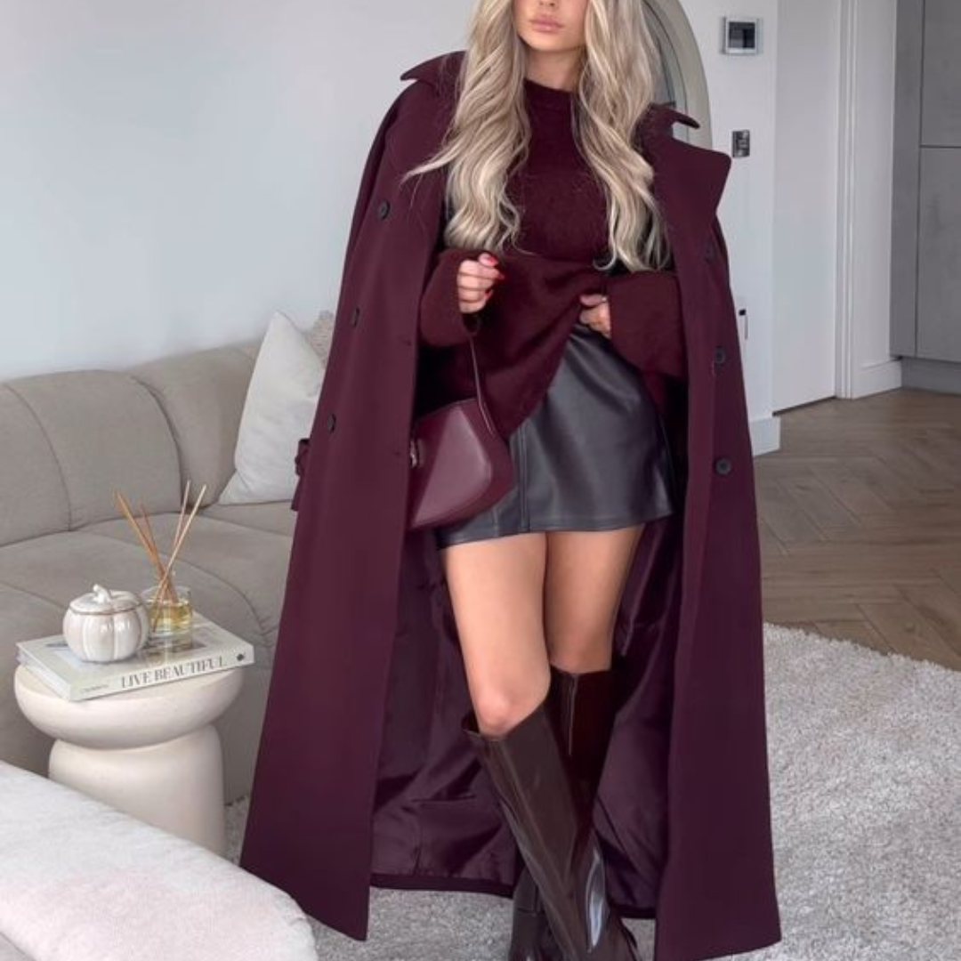 Sofia - Manteau Élégant avec Revers et Ceinture