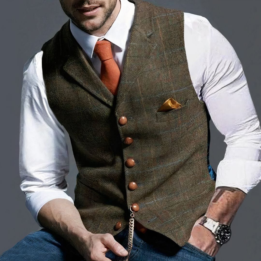 Levi - Gilet en tweed classique avec revers en pointe