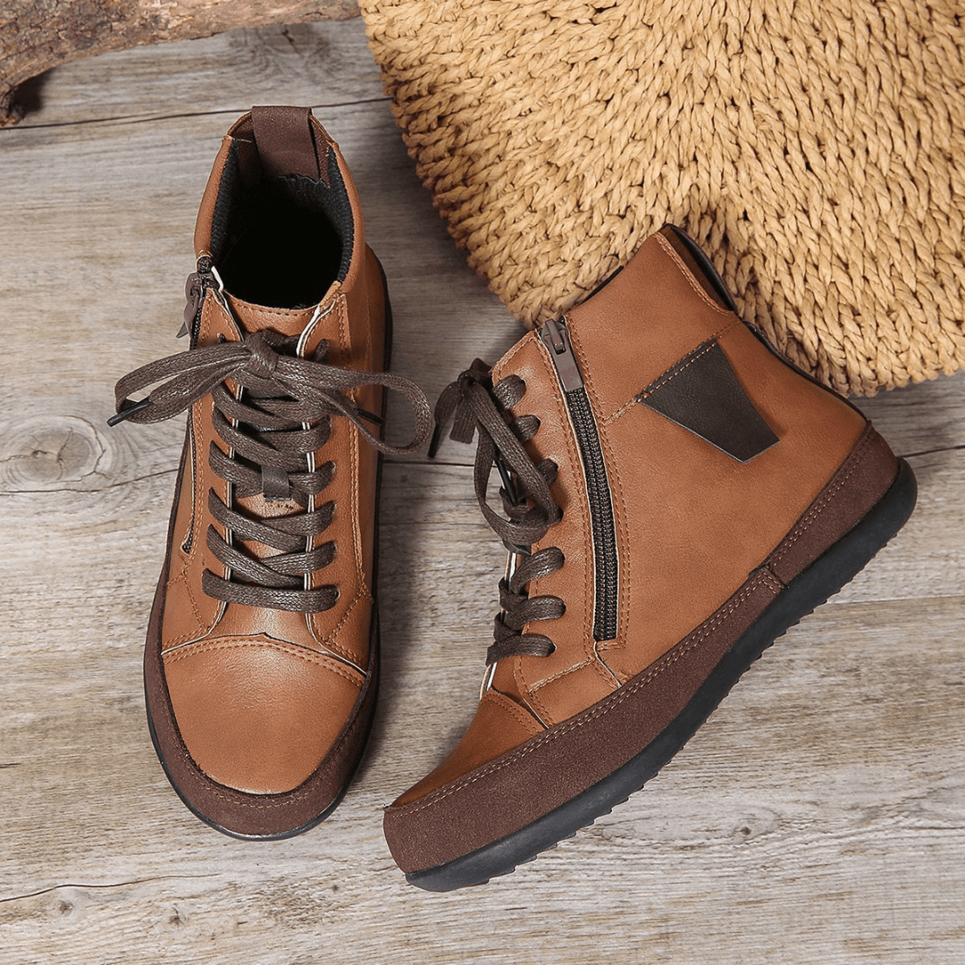 Bottes pour femmes Brielle avec lacets - Bottes élégantes jusqu'à mi-mollet avec fermeture éclaire sur le côté