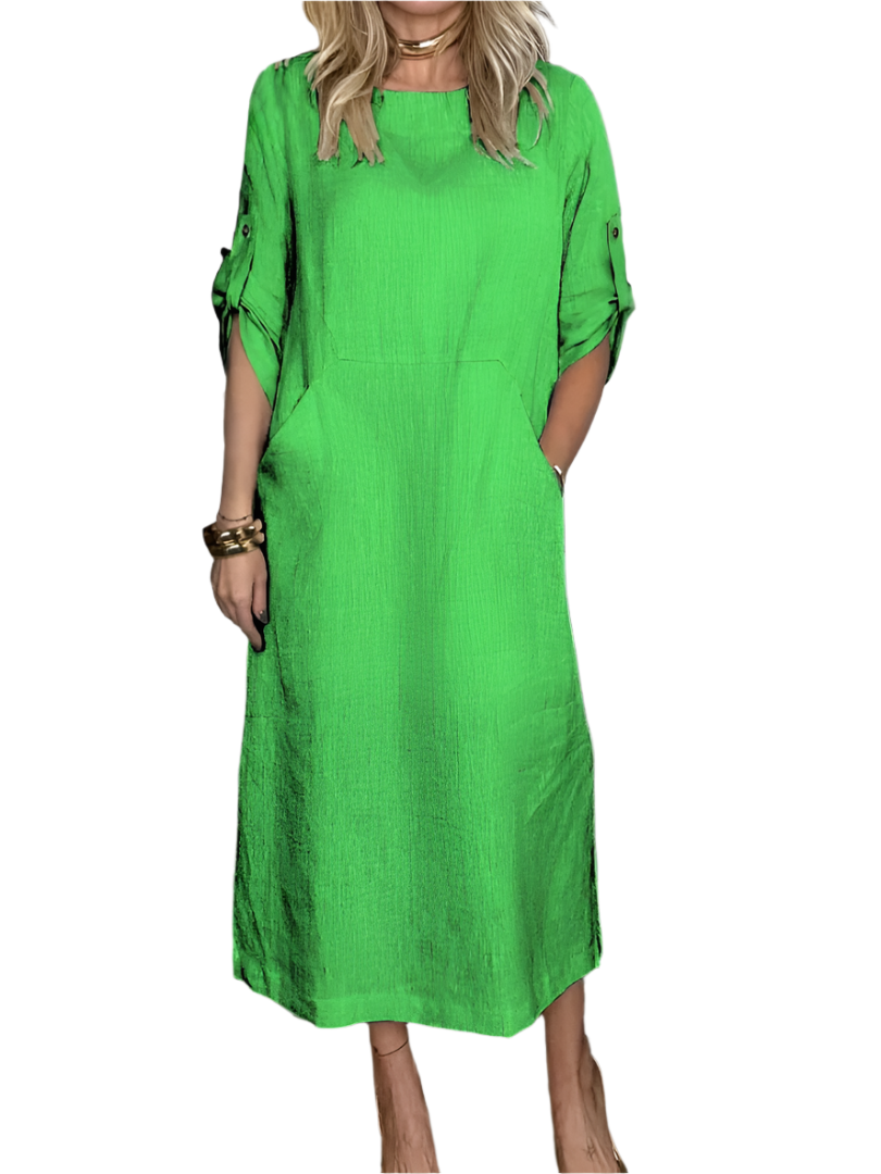 Robe d'été Selina Let pour femmes – Élégante robe unie en coton