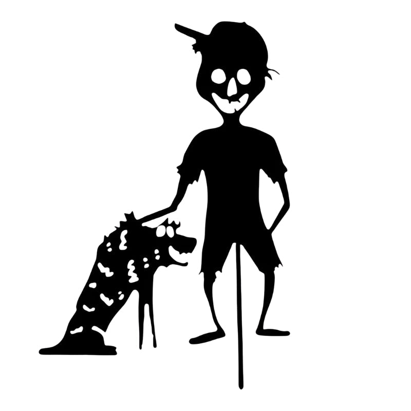 Plaque de jardin Halloween personnalisable avec figurines – Décoration pour espaces extérieurs SpookyCharm