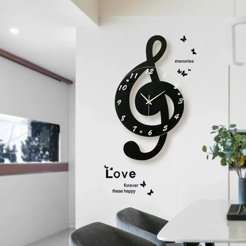 Horloge Murale Artistique MelodyTime – Design de clé de sol musical pour un intérieur moderne