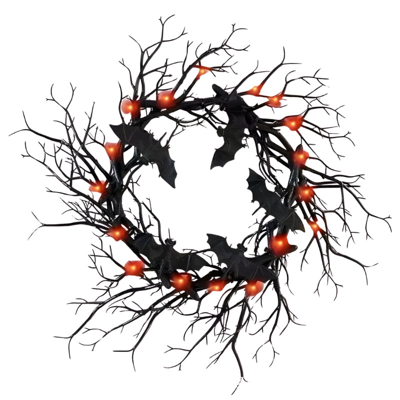 Couronne d'Halloween LED SpiderSpook – Décoration de vampires et d'araignées pour portes et fenêtres